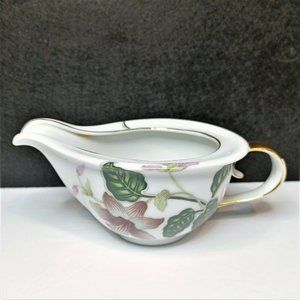Yamaka (Newcrest) Hibiscus 7¼" Handled Gravy Boat Occupied Japan Gold Trim